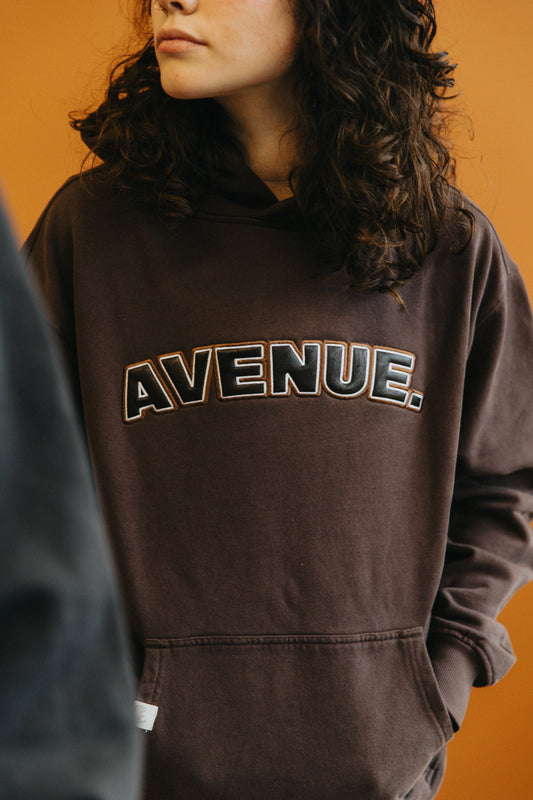 Avenue Hoodie Appliqué Cuir Brown